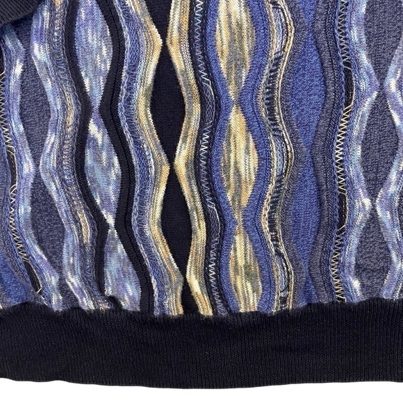 Cotton Traders Coogi Style 3D Textured Crewneck Sweater Blue 100% Cotton Sz XXL - Picture 12 of 16